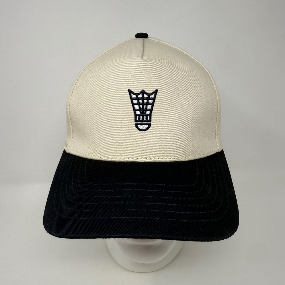 Jones Sports Co Portland Oregon Birdie Shuttlecock Snapback Hat Cream Navy Blue
